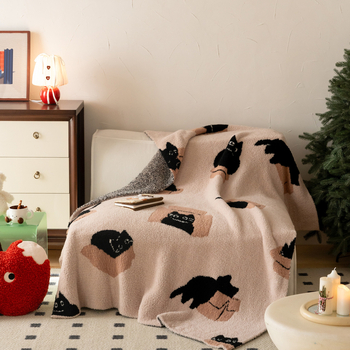 Pătură din fleece pentru canapea și birou, model geometric, pentru toate anotimpurile, stil INS