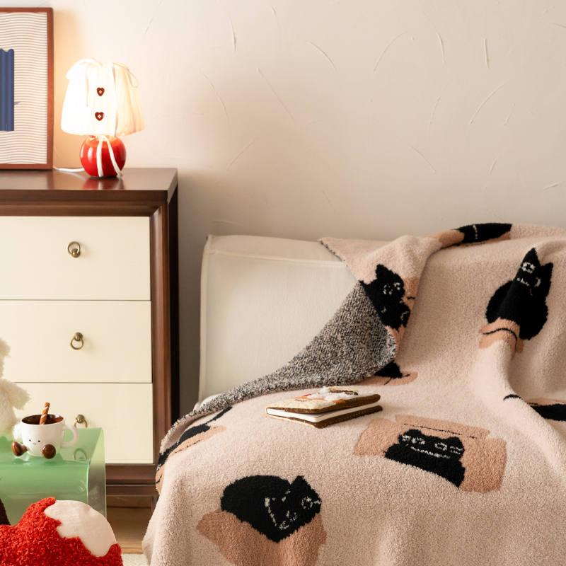 Pătură din fleece pentru canapea și birou, model geometric, pentru toate anotimpurile, stil INS