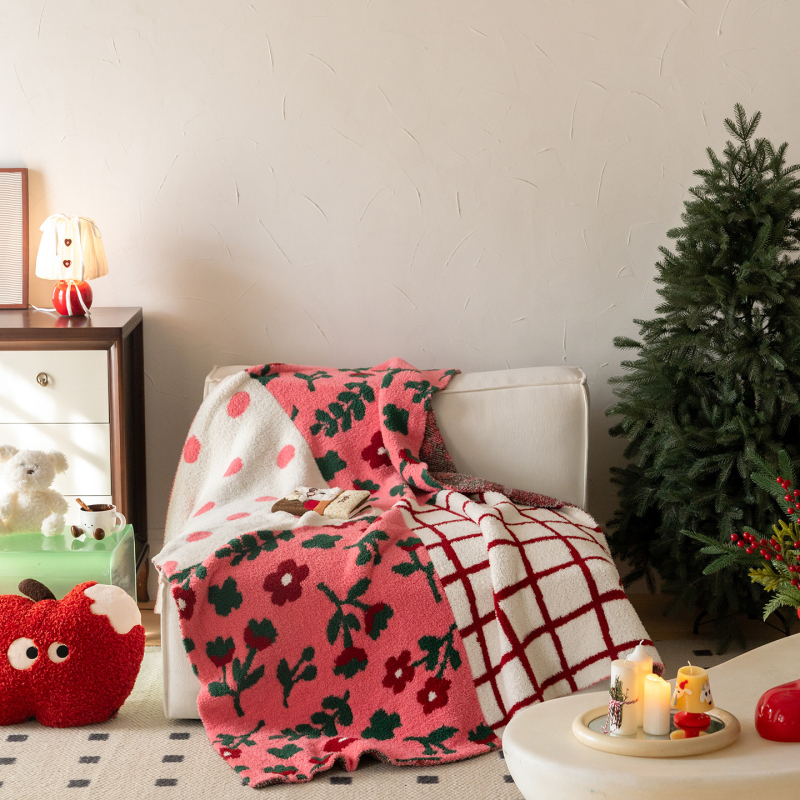 Pătură din fleece pentru canapea și birou, model geometric, pentru toate anotimpurile, stil INS