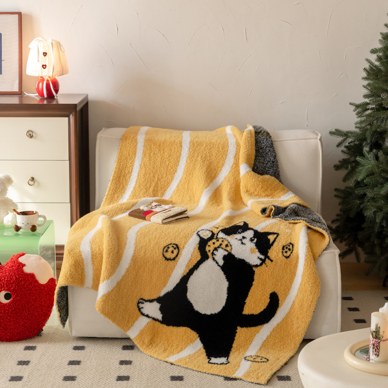 Pătură din fleece pentru canapea și birou, model geometric, pentru toate anotimpurile, stil INS