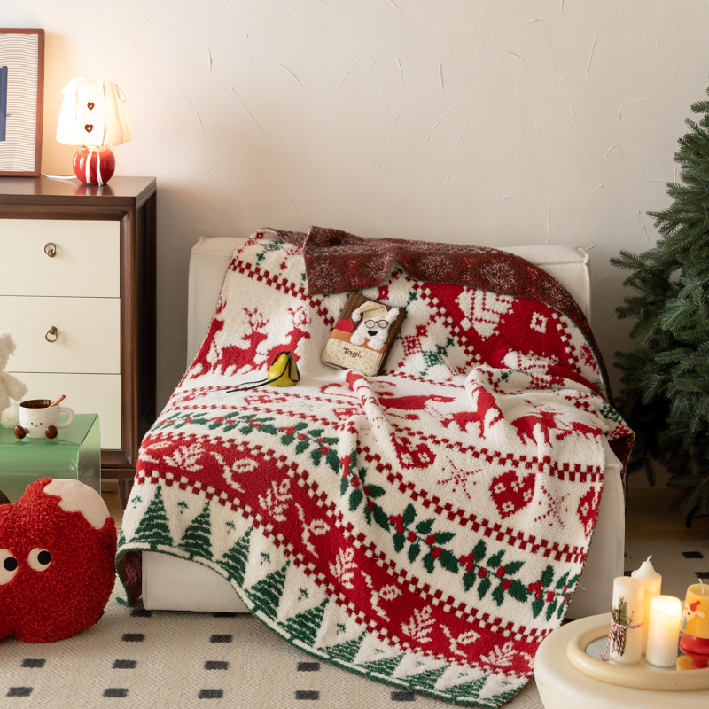 Pătură din fleece pentru canapea și birou, model geometric, pentru toate anotimpurile, stil INS