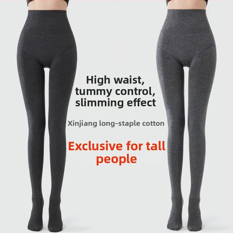 Κολάν γυναικείο με ψηλή μέση και επένδυση φλίς, μακρύ μήκος, σχέδιο ψαριού-κοκαλιά, αντιολισθητικό