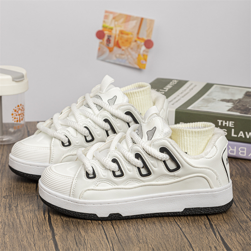 Pantofi sport casual de iarnă, unisex, stil coreean, cu căptușeală din bumbac, partea superioară din piele sintetică, talpă EVA