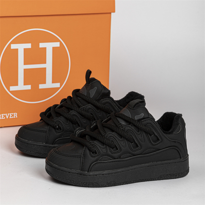 Pantofi sport casual de iarnă, unisex, stil coreean, cu căptușeală din bumbac, partea superioară din piele sintetică, talpă EVA