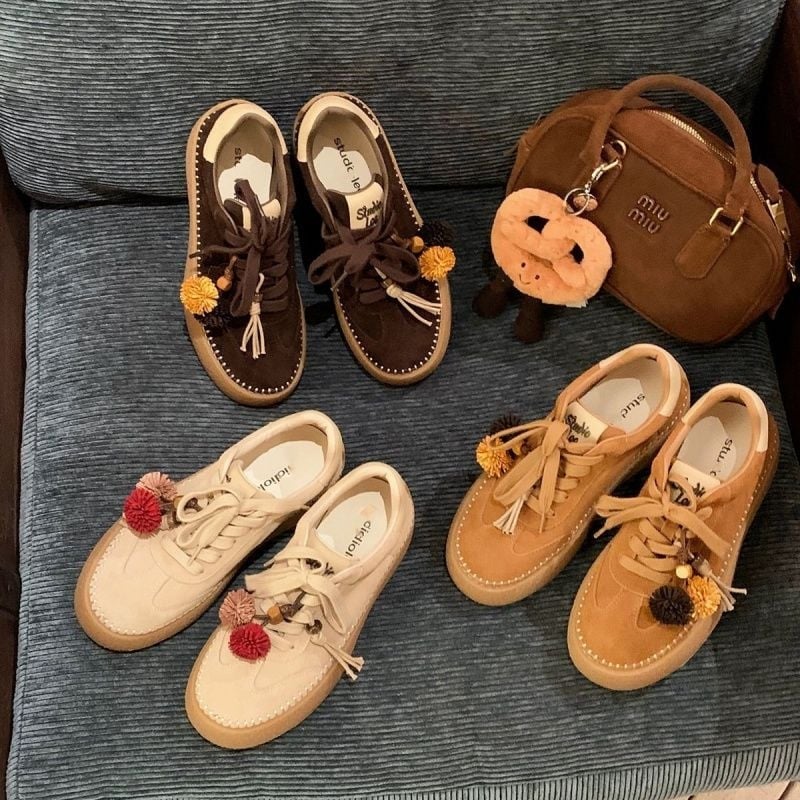 Γυναικεία αθλητικά παπούτσια με κορδόνια, επάνω μέρος nubuk από δέρμα βοοειδών, καθημερινή χρήση (χαμηλό προφίλ, καουτσούκ σόλα, ανθεκτικά στη φθορά)