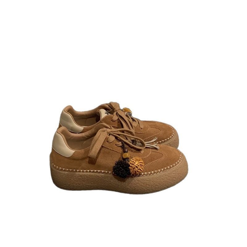 Γυναικεία αθλητικά παπούτσια με κορδόνια, επάνω μέρος nubuk από δέρμα βοοειδών, καθημερινή χρήση (χαμηλό προφίλ, καουτσούκ σόλα, ανθεκτικά στη φθορά)