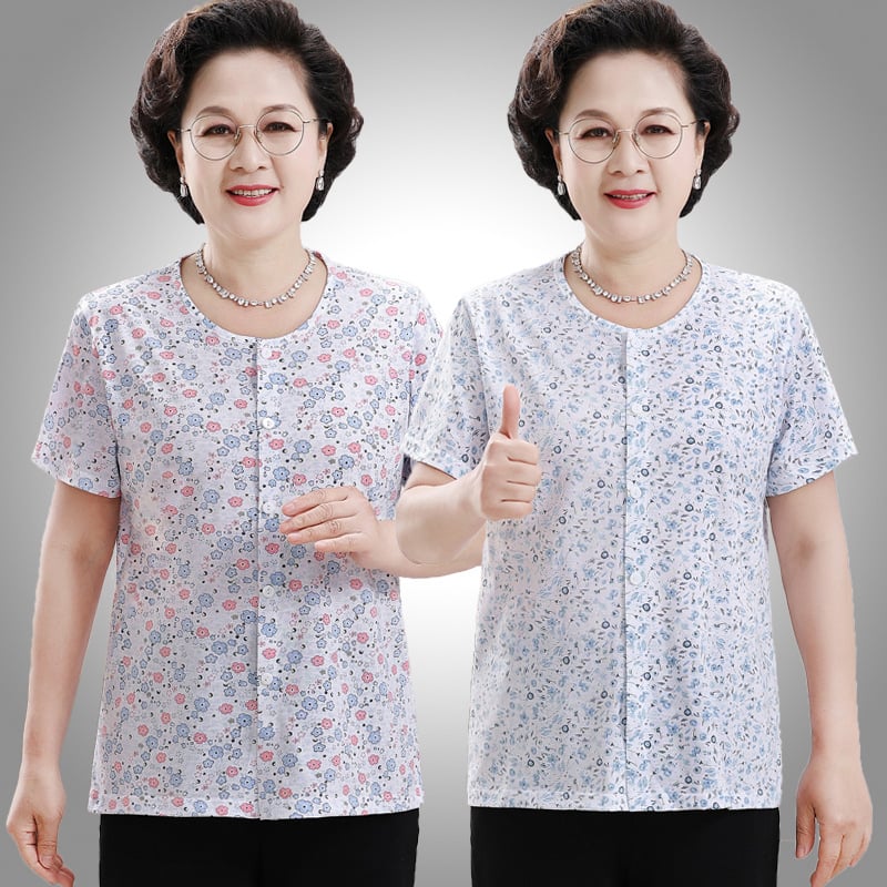 Καλοκαιρινή πουκάμισο από βαμβάκι για ηλικιωμένους, κοντό μανίκι, καθημερινό στυλ, περισσότερο από 95% βαμβάκι, Καλοκαίρι 2025