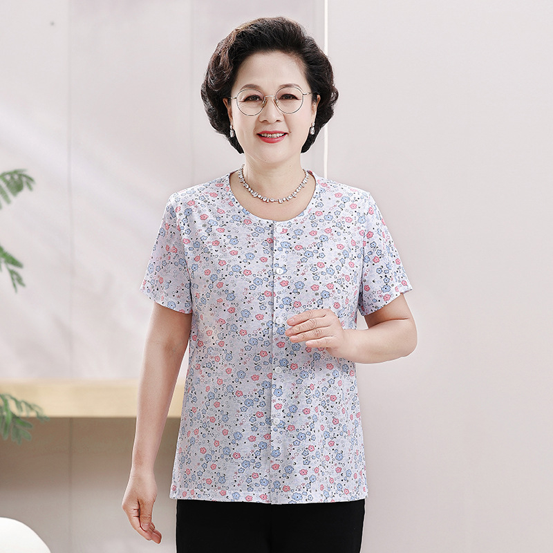 Καλοκαιρινή πουκάμισο από βαμβάκι για ηλικιωμένους, κοντό μανίκι, καθημερινό στυλ, περισσότερο από 95% βαμβάκι, Καλοκαίρι 2025