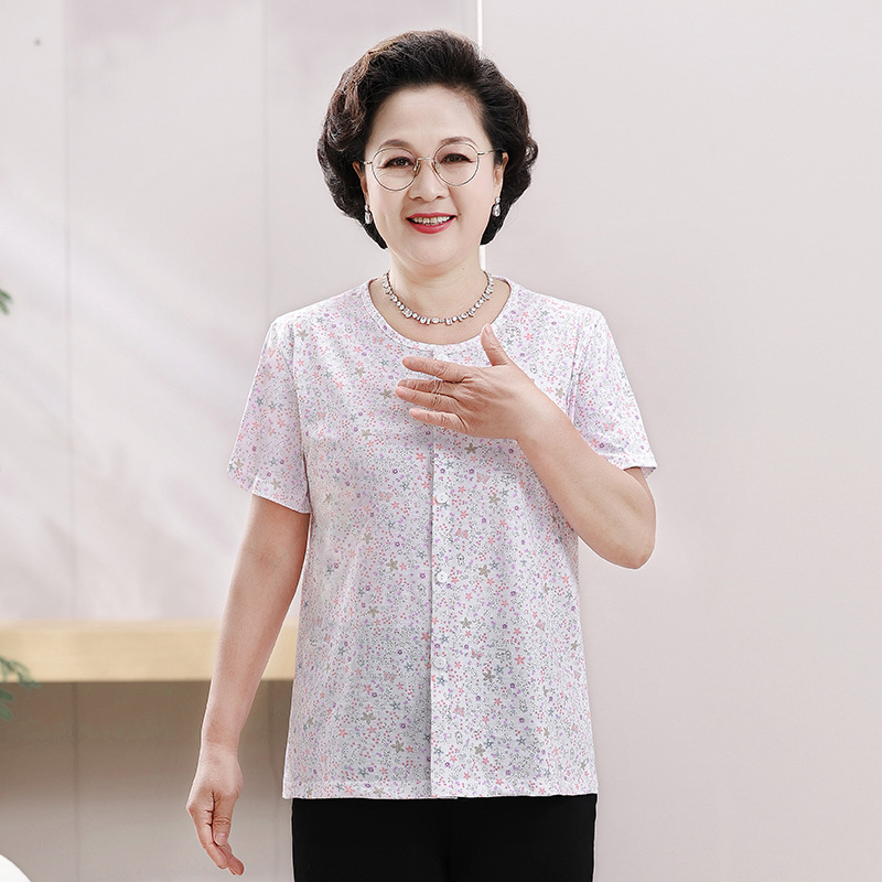 Καλοκαιρινή πουκάμισο από βαμβάκι για ηλικιωμένους, κοντό μανίκι, καθημερινό στυλ, περισσότερο από 95% βαμβάκι, Καλοκαίρι 2025