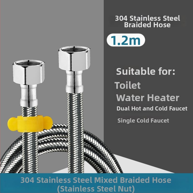 Ανοξείδωτος πλεγμένος σωλήνας εισόδου νερού με σύνδεση με βίδες — 0–90°C, 1.0 MPa, κατάλληλος για τουαλέτες και θερμαντήρες νερού