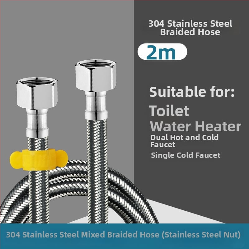 Ανοξείδωτος πλεγμένος σωλήνας εισόδου νερού με σύνδεση με βίδες — 0–90°C, 1.0 MPa, κατάλληλος για τουαλέτες και θερμαντήρες νερού