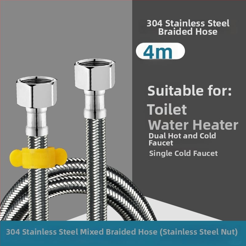 Ανοξείδωτος πλεγμένος σωλήνας εισόδου νερού με σύνδεση με βίδες — 0–90°C, 1.0 MPa, κατάλληλος για τουαλέτες και θερμαντήρες νερού