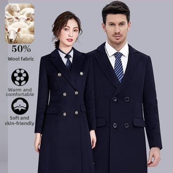 Női gyapjúkabát – gyapjú 50–70% poliészterrel, középhosszú 65–80 cm, hosszú ujjú, egysoros záródás