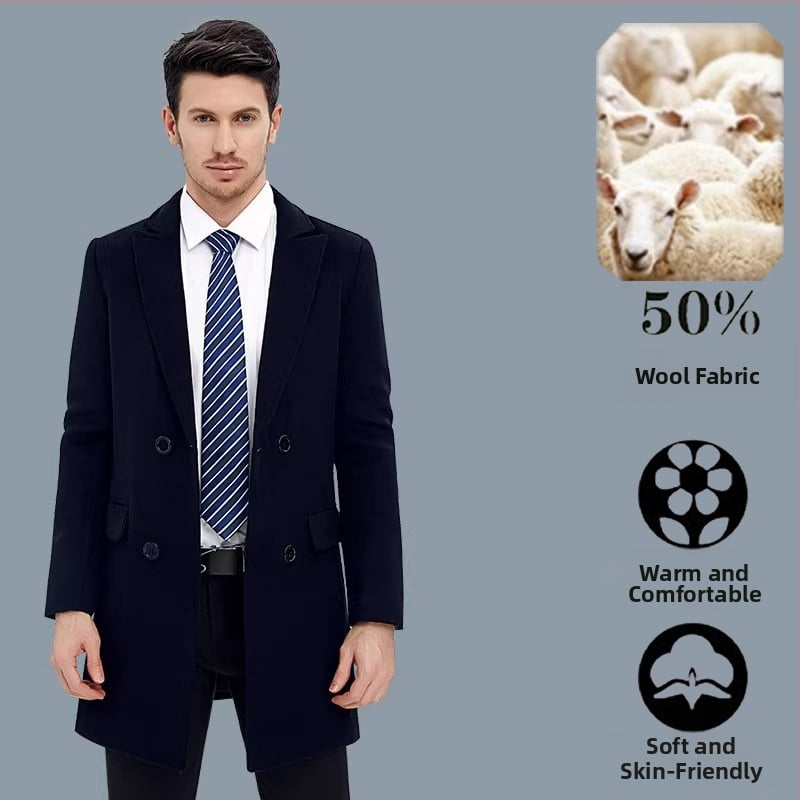 Női gyapjúkabát – gyapjú 50–70% poliészterrel, középhosszú 65–80 cm, hosszú ujjú, egysoros záródás