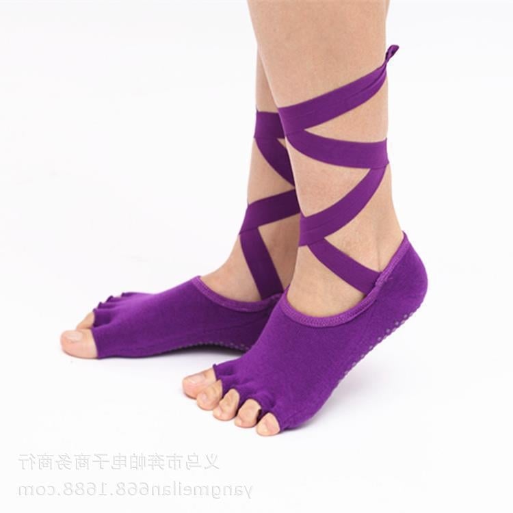 Йога чорапи за жени с връзки, висок тръбен дизайн, памук 70–80%, абсорбиращи изпотяване, антифрикционни
