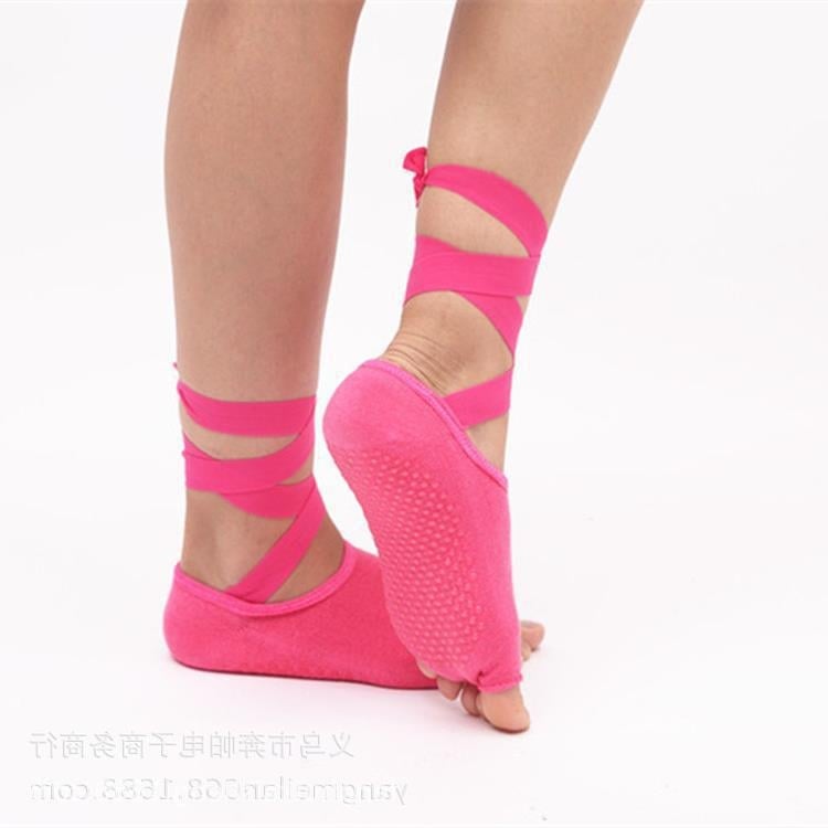 Йога чорапи за жени с връзки, висок тръбен дизайн, памук 70–80%, абсорбиращи изпотяване, антифрикционни
