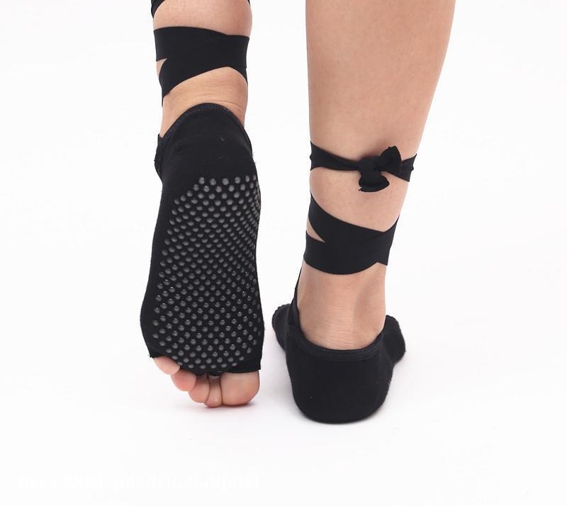 Йога чорапи за жени с връзки, висок тръбен дизайн, памук 70–80%, абсорбиращи изпотяване, антифрикционни