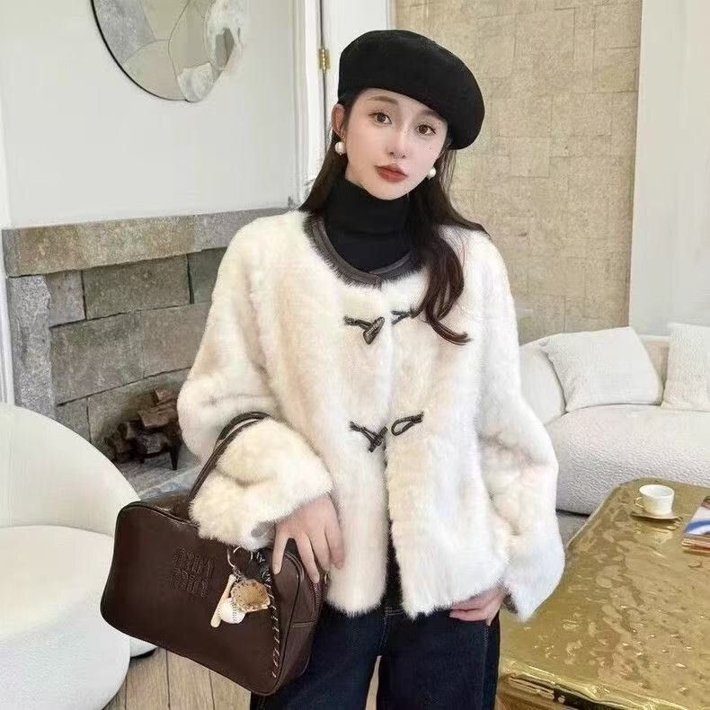 Ženski kaput od Mink Velvet - okrugli izrez, ultrakruta duljina ≤40 cm, jesen-zima 2025