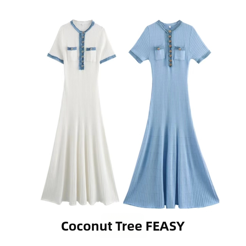 Γυναικεία αμάντικη μίντι φόρεμα από πλεκτό πολυεστέρα, σχέδιο patchwork με πάνελ