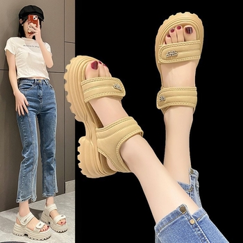 Plažne sandale s PU gornjim dijelom, gumom na potplatu, zatvaranje Velcro, korejski stil