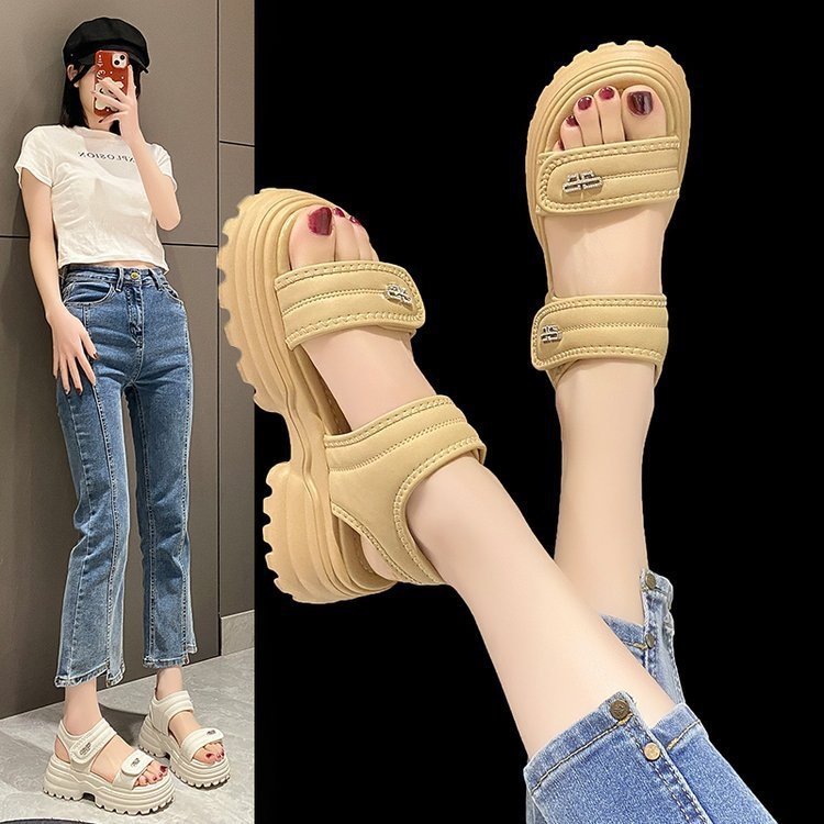 Plažne sandale s PU gornjim dijelom, gumom na potplatu, zatvaranje Velcro, korejski stil
