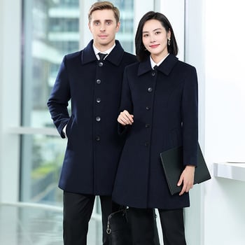 Női középhosszú gyapjú kabát, vast, dupla gombolású, öltöny gallérral, szűk fazon, hosszú ujjak