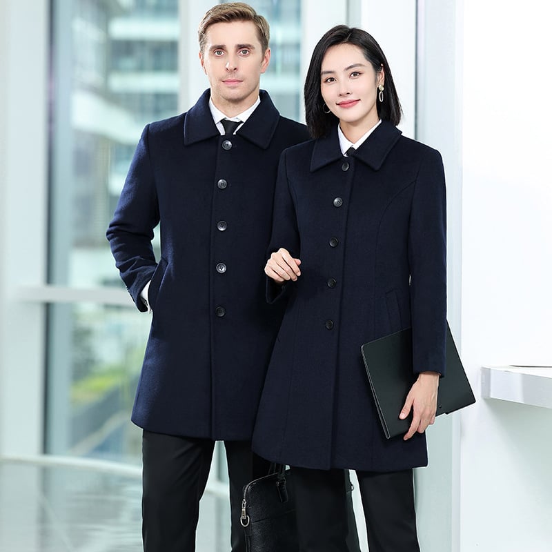 Női középhosszú gyapjú kabát, vast, dupla gombolású, öltöny gallérral, szűk fazon, hosszú ujjak