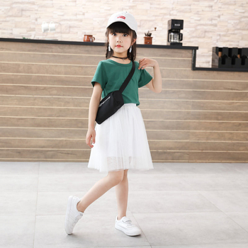 Fustă pentru fete din plasă, în linie A cu bretele, plisată, bumbac 91–95%