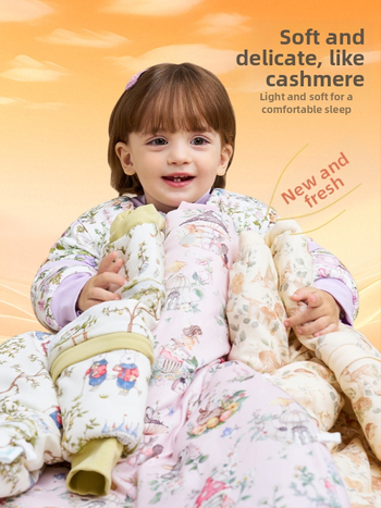 Sac de dormit pentru copii — țesătură din bumbac 95%+, umplutură bumbac-poliester, temperatură constantă, design cu picioare separate anti-kick, potrivit pentru copii 3–8 ani, pentru toate sezoanele