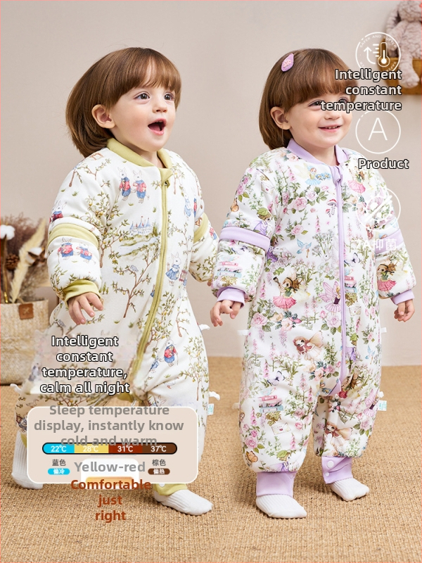 Sac de dormit pentru copii — țesătură din bumbac 95%+, umplutură bumbac-poliester, temperatură constantă, design cu picioare separate anti-kick, potrivit pentru copii 3–8 ani, pentru toate sezoanele