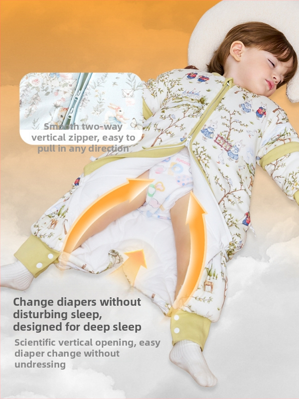 Sac de dormit pentru copii — țesătură din bumbac 95%+, umplutură bumbac-poliester, temperatură constantă, design cu picioare separate anti-kick, potrivit pentru copii 3–8 ani, pentru toate sezoanele