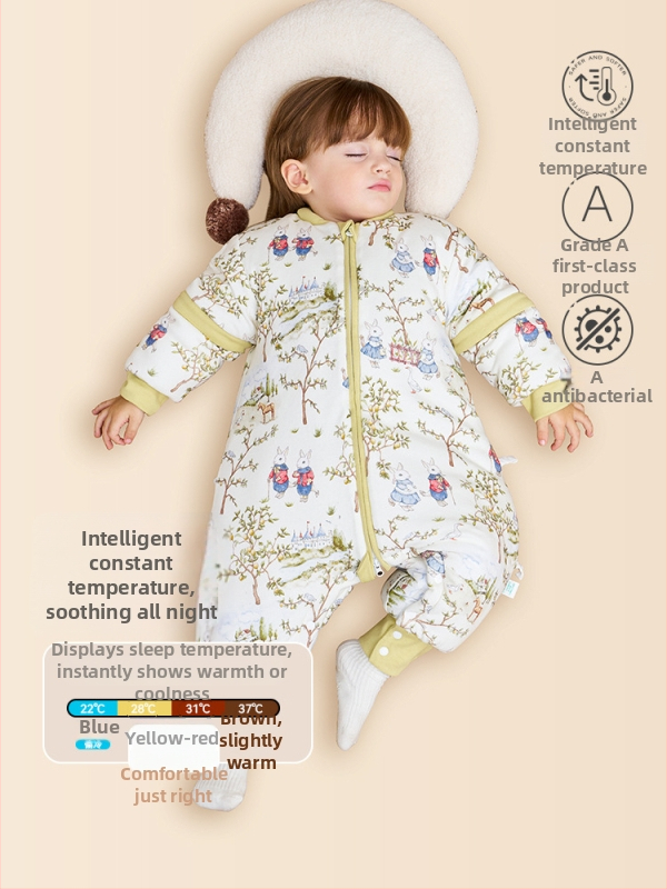 Sac de dormit pentru copii — țesătură din bumbac 95%+, umplutură bumbac-poliester, temperatură constantă, design cu picioare separate anti-kick, potrivit pentru copii 3–8 ani, pentru toate sezoanele