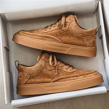 Férfi brit stílusú sneakers, fűzővel, PU felső rész, PVC talp, alacsony sarok