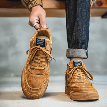 Férfi brit stílusú sneakers, fűzővel, PU felső rész, PVC talp, alacsony sarok