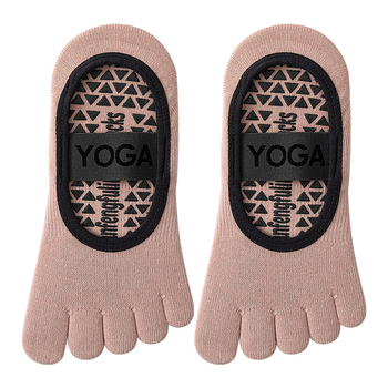 Йога чорапи с пет пръсти, антихлъзгащи, потопоглъщащи, антифрикционни, памук 80–90%, къс маншет