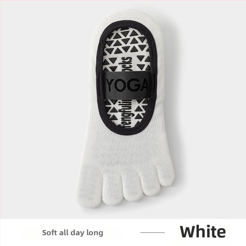 Йога чорапи с пет пръсти, антихлъзгащи, потопоглъщащи, антифрикционни, памук 80–90%, къс маншет