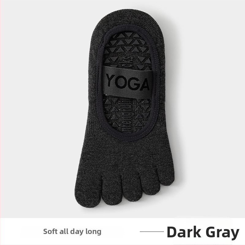 Йога чорапи с пет пръсти, антихлъзгащи, потопоглъщащи, антифрикционни, памук 80–90%, къс маншет