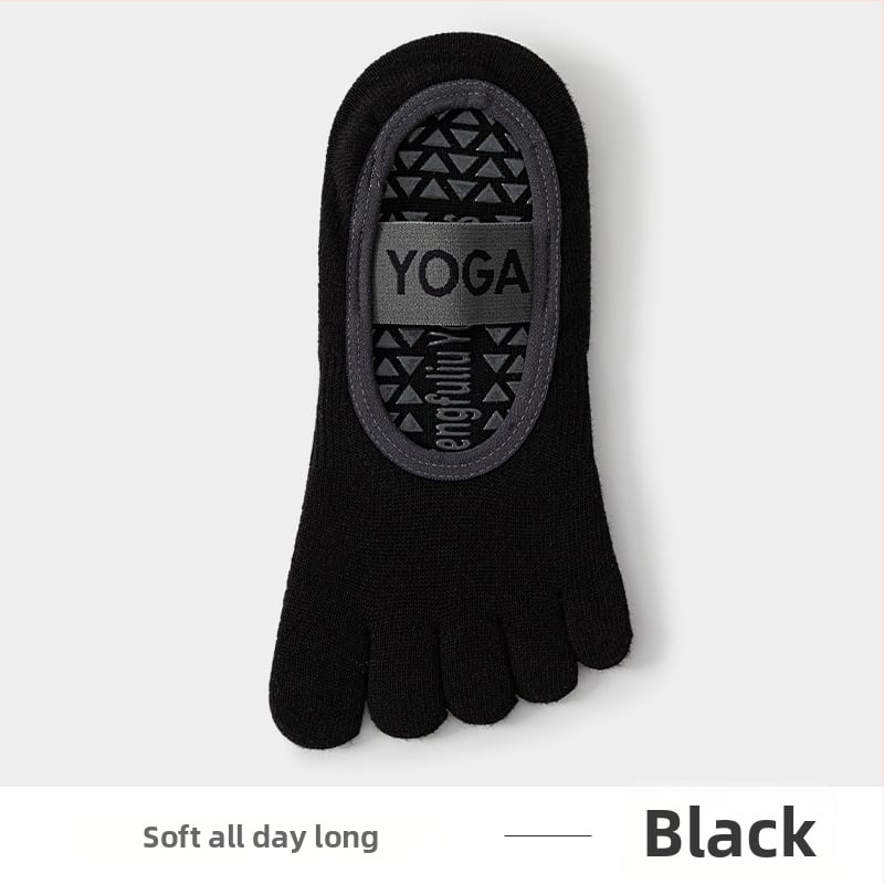 Йога чорапи с пет пръсти, антихлъзгащи, потопоглъщащи, антифрикционни, памук 80–90%, къс маншет