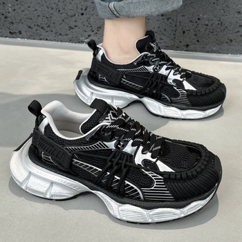 Muške tenisice tipa dad shoes sa debelim retro potplatom, prozračnim mrežastim gornjim dijelom, gornji dio od mikrovlakana, gumena potplata, prednje vezanje, okrugli vrh