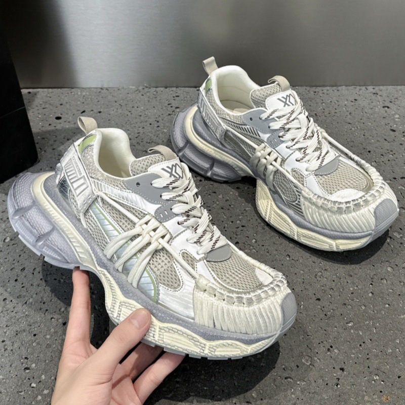 Muške tenisice tipa dad shoes sa debelim retro potplatom, prozračnim mrežastim gornjim dijelom, gornji dio od mikrovlakana, gumena potplata, prednje vezanje, okrugli vrh