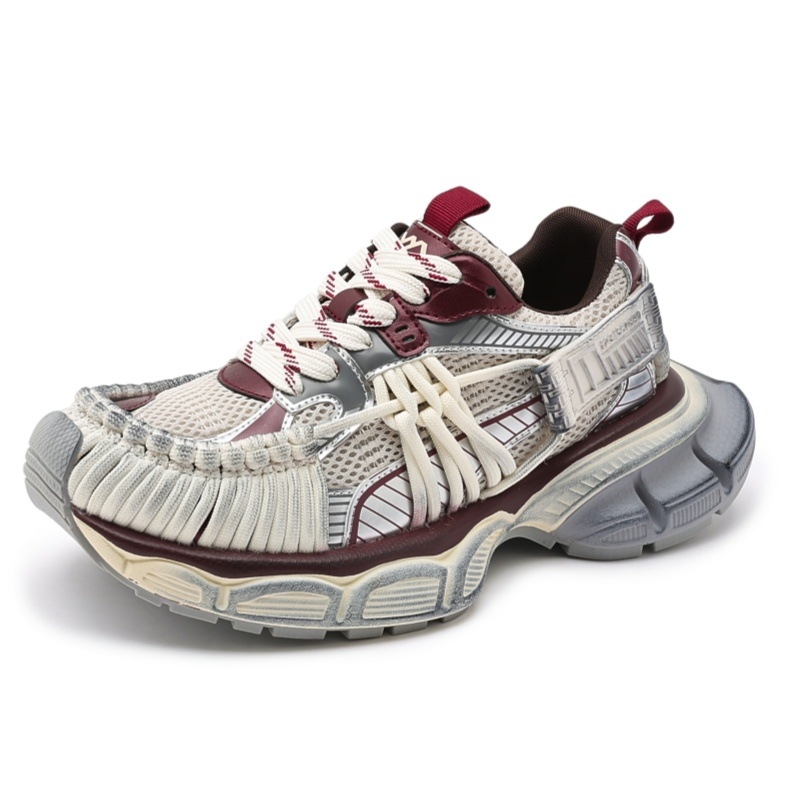 Muške tenisice tipa dad shoes sa debelim retro potplatom, prozračnim mrežastim gornjim dijelom, gornji dio od mikrovlakana, gumena potplata, prednje vezanje, okrugli vrh