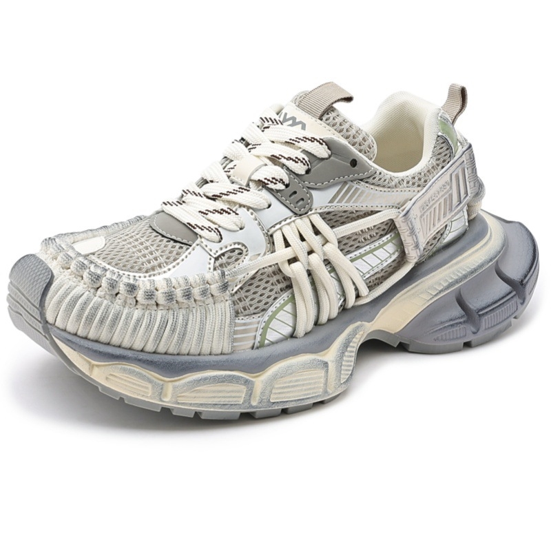 Muške tenisice tipa dad shoes sa debelim retro potplatom, prozračnim mrežastim gornjim dijelom, gornji dio od mikrovlakana, gumena potplata, prednje vezanje, okrugli vrh