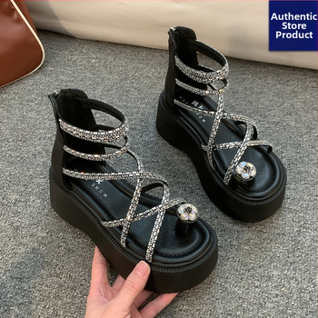 Γυναικείες σανδάλια με μία λουρί, ανοιχτό δάκτυλο, στρογγυλή μύτη, χαλαρό στυλ, PU επάνω μέρος, PU σόλα, Καλοκαίρι 2025