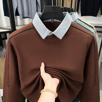 Pulover s ovratnikom Lapel, dugi rukavi, široki kroj, glavni materijal 100% akril, smjesa kemijskih vlakana