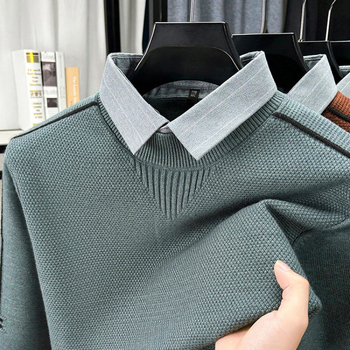 Pulover s ovratnikom Lapel, dugi rukavi, široki kroj, glavni materijal 100% akril, smjesa kemijskih vlakana