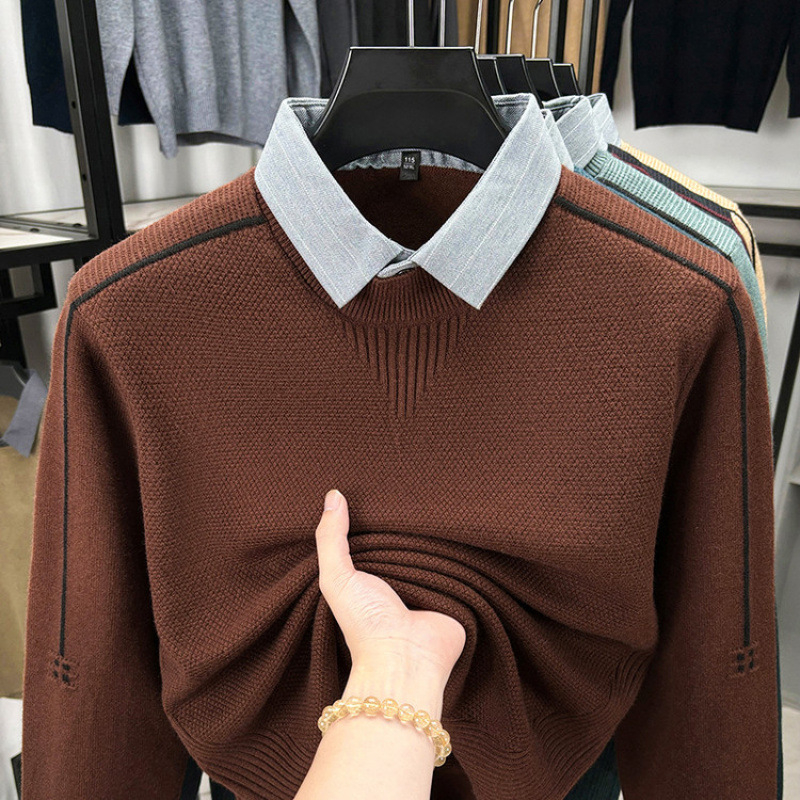 Pulover s ovratnikom Lapel, dugi rukavi, široki kroj, glavni materijal 100% akril, smjesa kemijskih vlakana