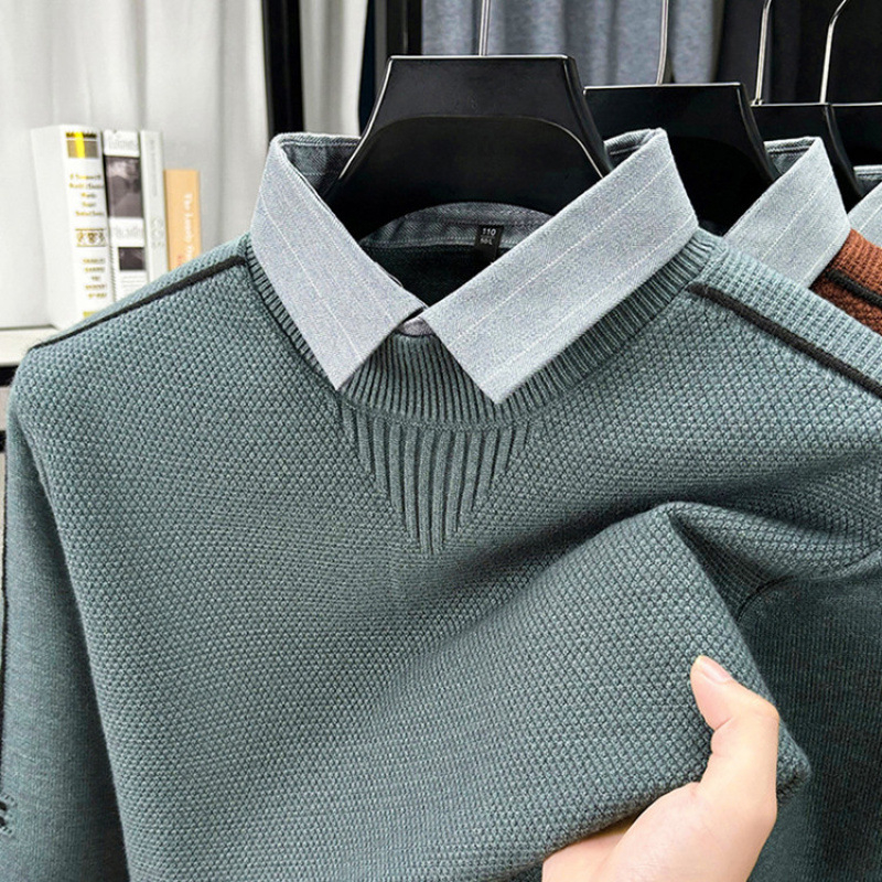Pulover s ovratnikom Lapel, dugi rukavi, široki kroj, glavni materijal 100% akril, smjesa kemijskih vlakana