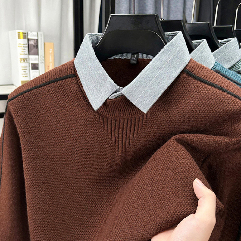 Pulover s ovratnikom Lapel, dugi rukavi, široki kroj, glavni materijal 100% akril, smjesa kemijskih vlakana