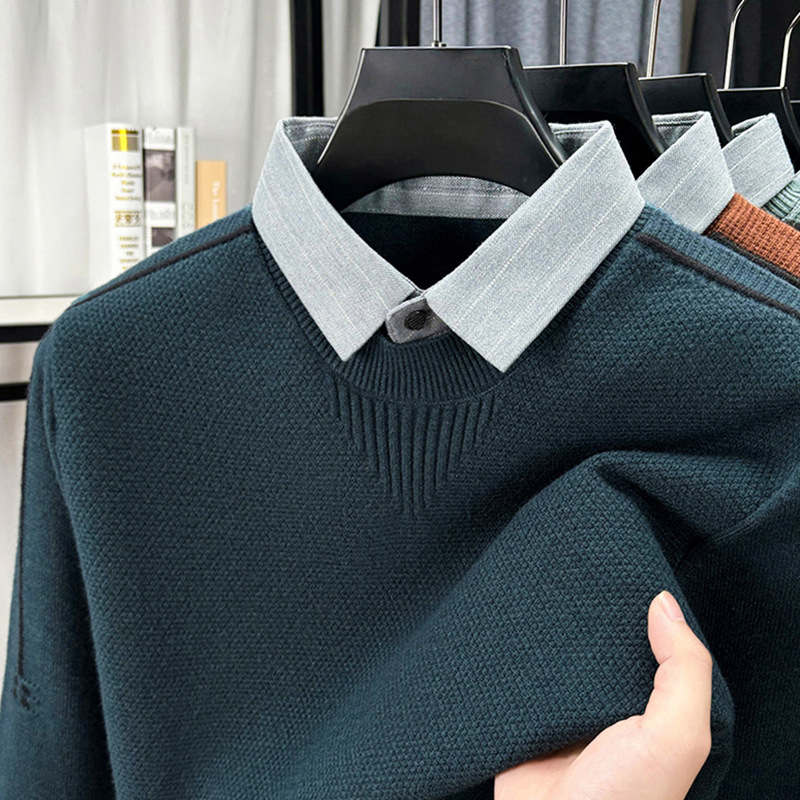 Pulover s ovratnikom Lapel, dugi rukavi, široki kroj, glavni materijal 100% akril, smjesa kemijskih vlakana