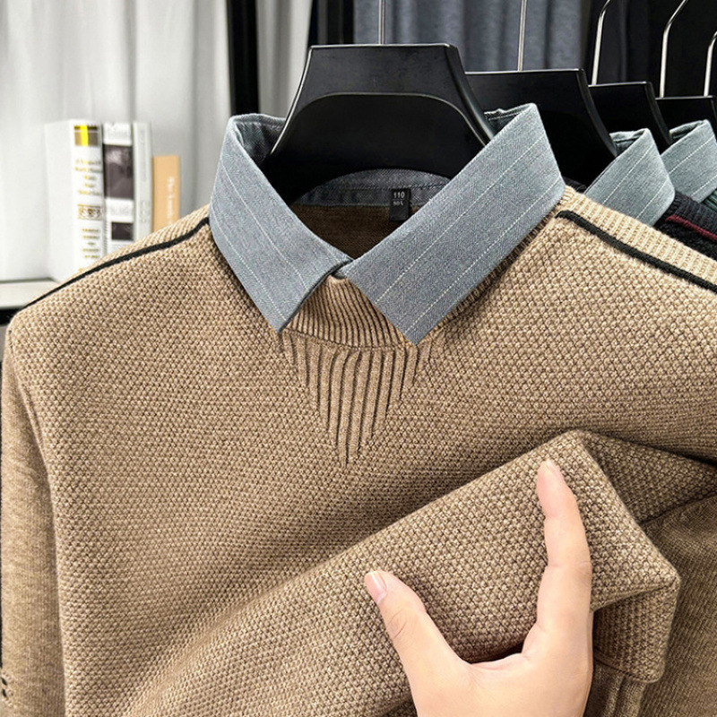 Pulover s ovratnikom Lapel, dugi rukavi, široki kroj, glavni materijal 100% akril, smjesa kemijskih vlakana